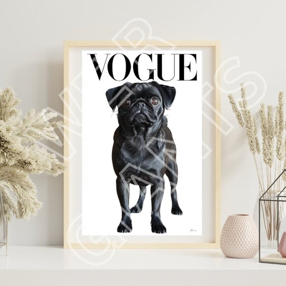 Luxury Vogue PUG 11x17 Art Print - Picture 1 of 2